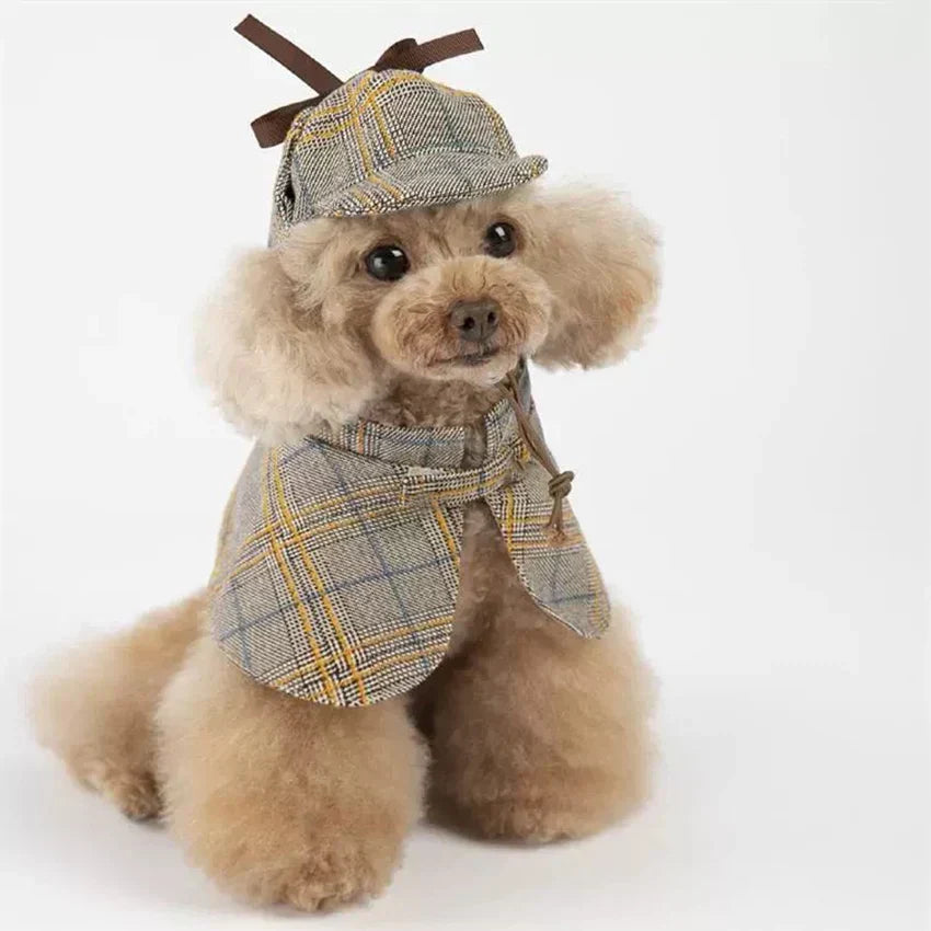 Plaid Detective Costume with Hat for Dogs and Cats