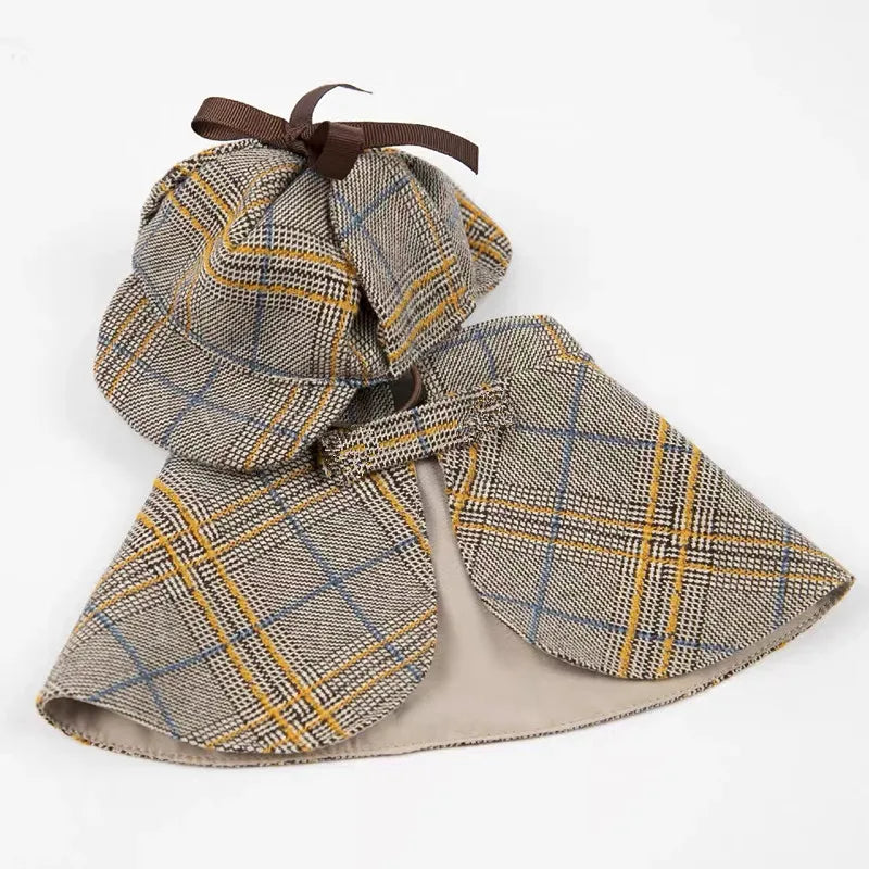 Plaid Detective Costume with Hat for Dogs and Cats