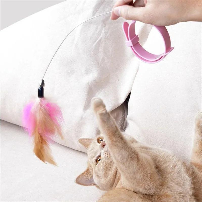 Feather-Chasing Collar Toy for Cats