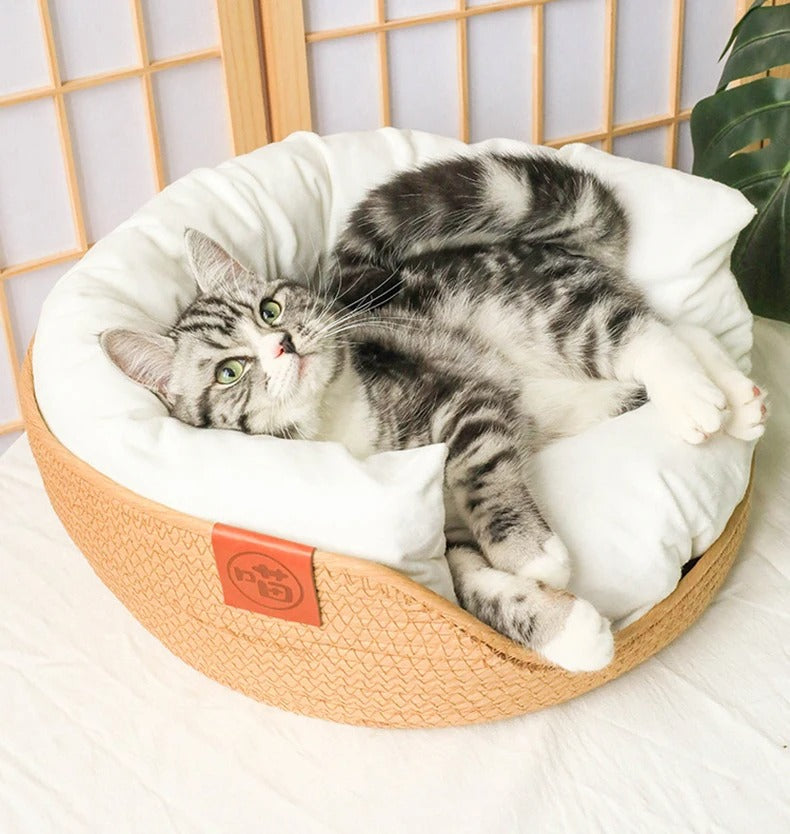 Pet Basket Bed with Cushion